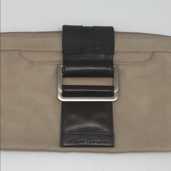 Kenneth Cole Leather Buckle Brown Clutch - Picture 2 of 8